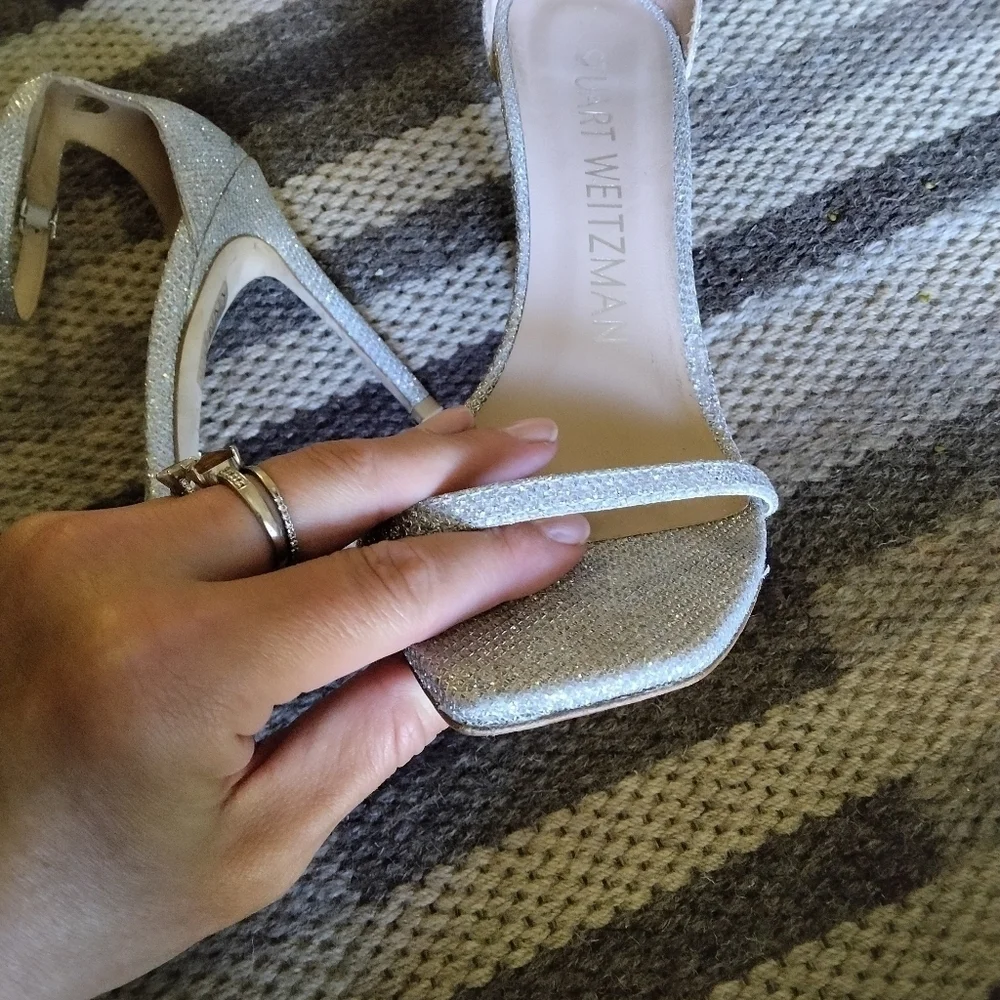 Stuart Weitzman Nudistcurve Patent crystal color Ankle strap sandals size 8